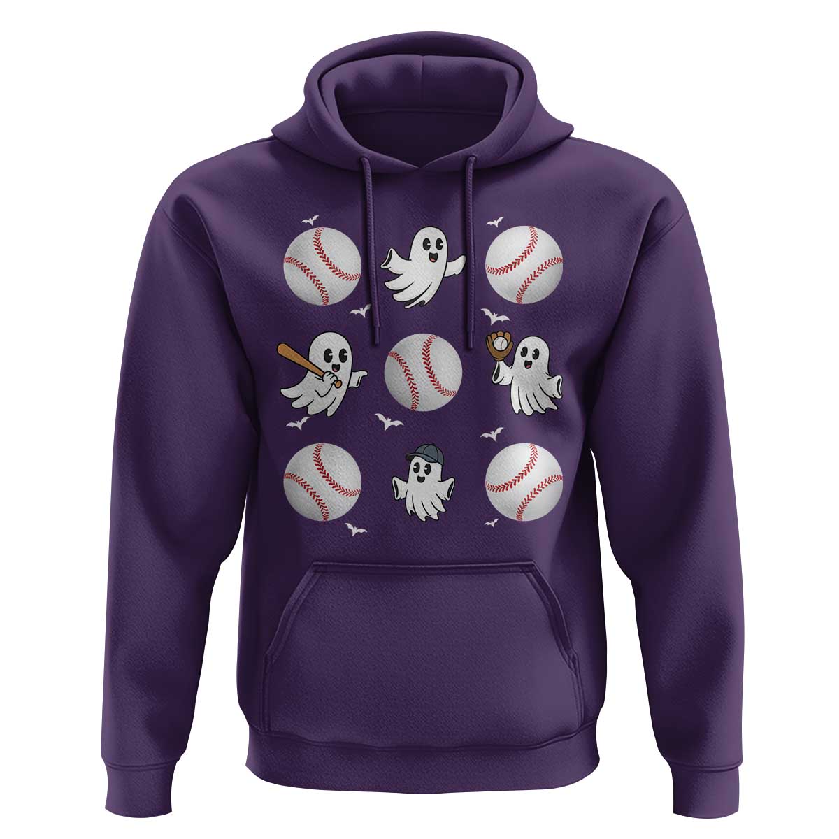 Halloween Baseball Hoodie Cute Ghost Playing Ball Gift - Wonder Print Shop