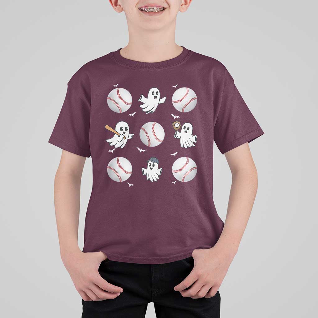 Halloween Baseball T Shirt For Kid Cute Ghost Playing Ball Gift - Wonder Print Shop