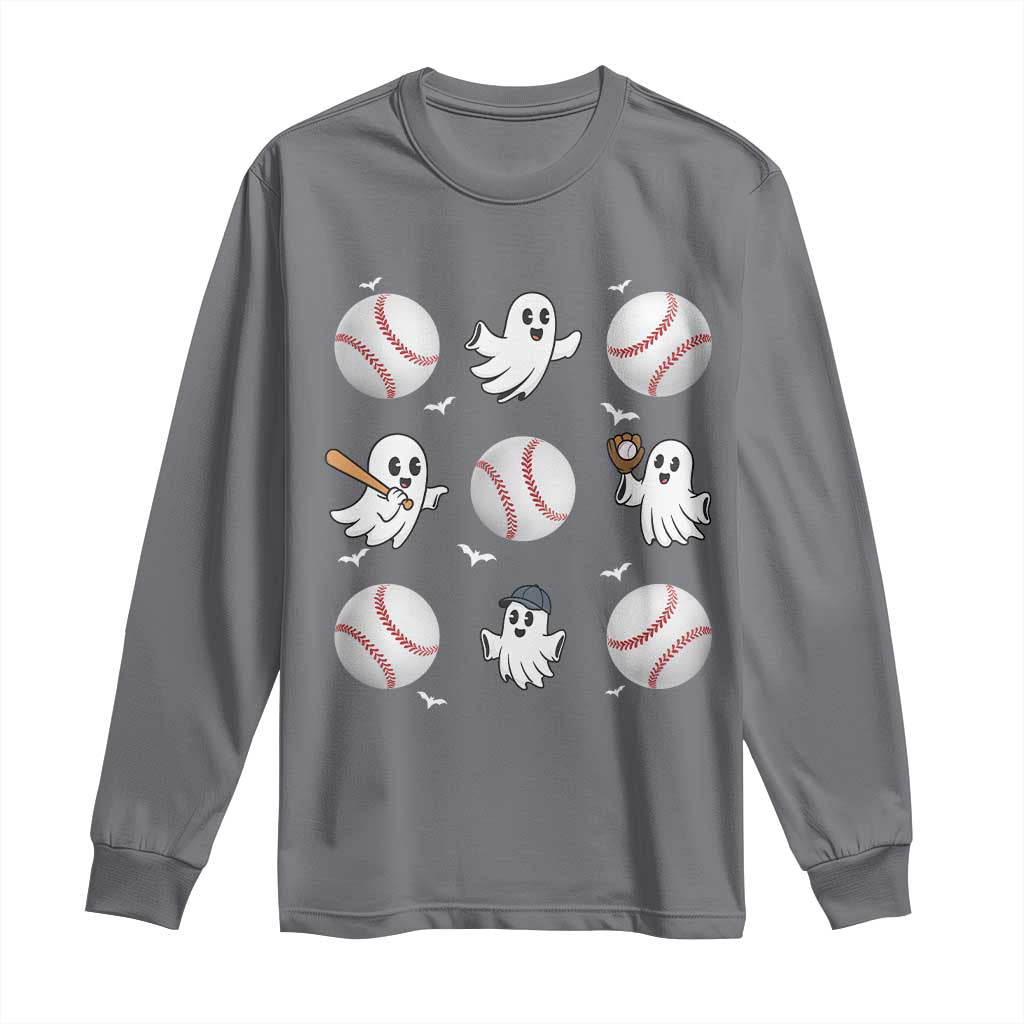 Halloween Baseball Long Sleeve Shirt Cute Ghost Playing Ball Gift - Wonder Print Shop
