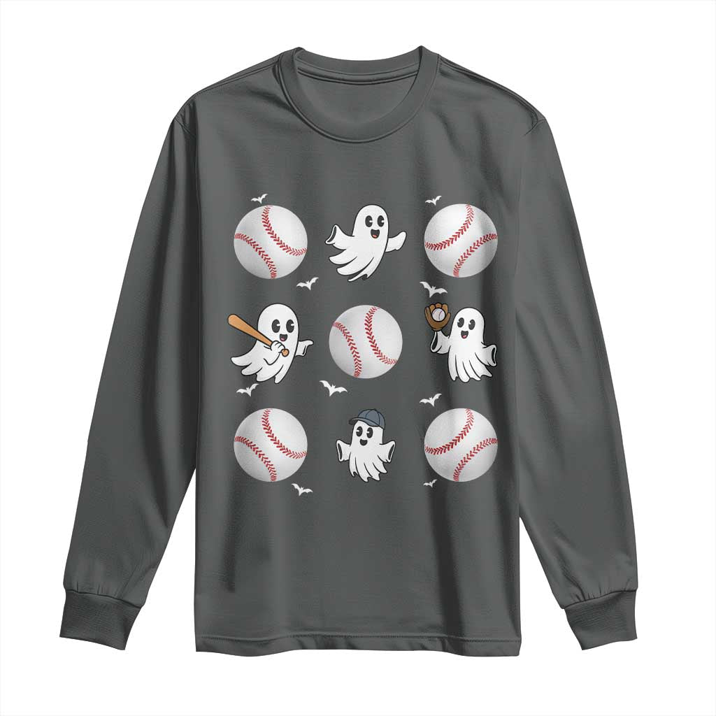 Halloween Baseball Long Sleeve Shirt Cute Ghost Playing Ball Gift - Wonder Print Shop