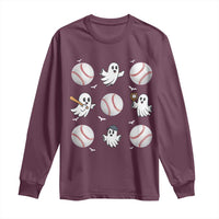 Halloween Baseball Long Sleeve Shirt Cute Ghost Playing Ball Gift - Wonder Print Shop
