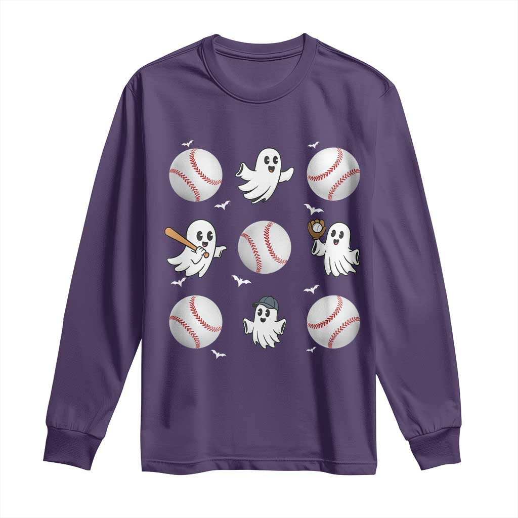 Halloween Baseball Long Sleeve Shirt Cute Ghost Playing Ball Gift - Wonder Print Shop