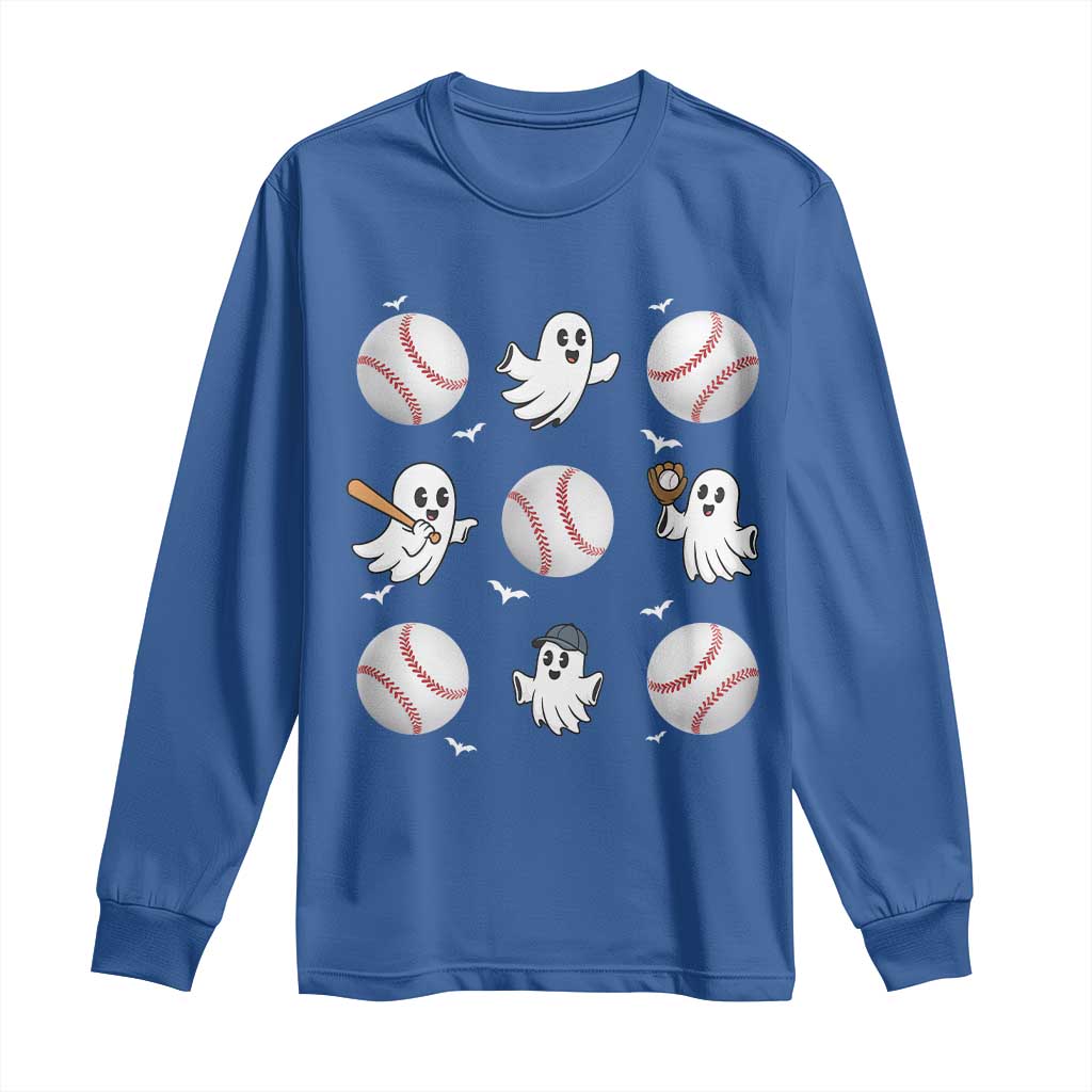 Halloween Baseball Long Sleeve Shirt Cute Ghost Playing Ball Gift - Wonder Print Shop