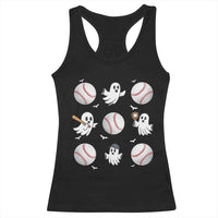 Halloween Baseball Racerback Tank Top Cute Ghost Playing Ball Gift - Wonder Print Shop