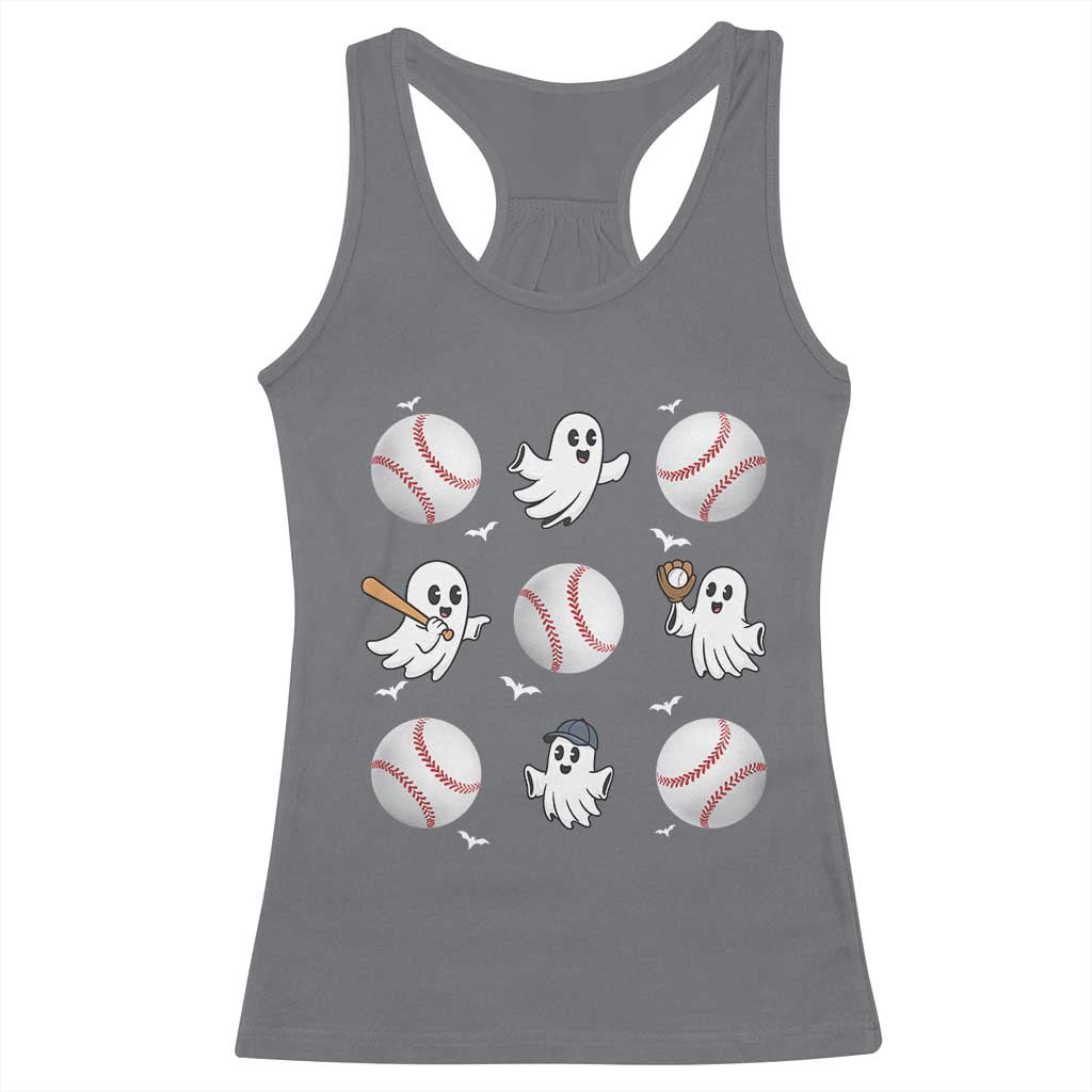 Halloween Baseball Racerback Tank Top Cute Ghost Playing Ball Gift - Wonder Print Shop