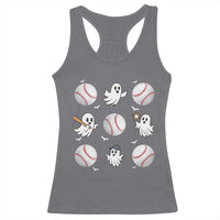 Halloween Baseball Racerback Tank Top Cute Ghost Playing Ball Gift - Wonder Print Shop