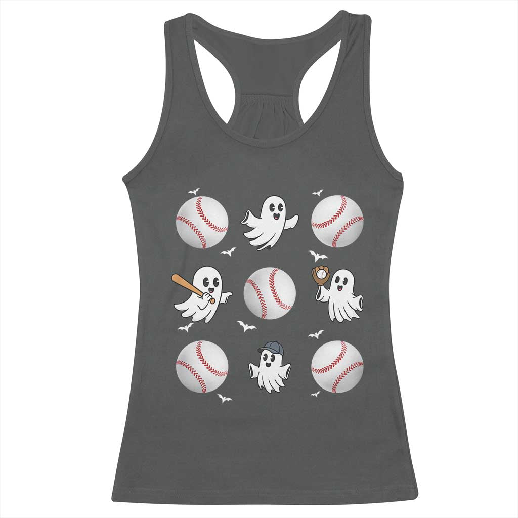 Halloween Baseball Racerback Tank Top Cute Ghost Playing Ball Gift - Wonder Print Shop