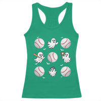 Halloween Baseball Racerback Tank Top Cute Ghost Playing Ball Gift - Wonder Print Shop