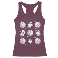 Halloween Baseball Racerback Tank Top Cute Ghost Playing Ball Gift - Wonder Print Shop
