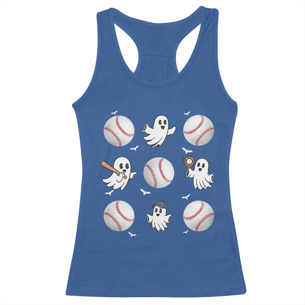 Halloween Baseball Racerback Tank Top Cute Ghost Playing Ball Gift - Wonder Print Shop