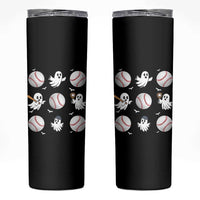 Halloween Baseball Skinny Tumbler Cute Ghost Playing Ball Gift
