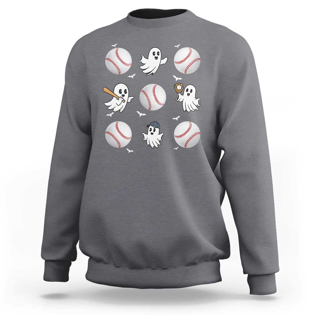 Halloween Baseball Sweatshirt Cute Ghost Playing Ball Gift - Wonder Print Shop