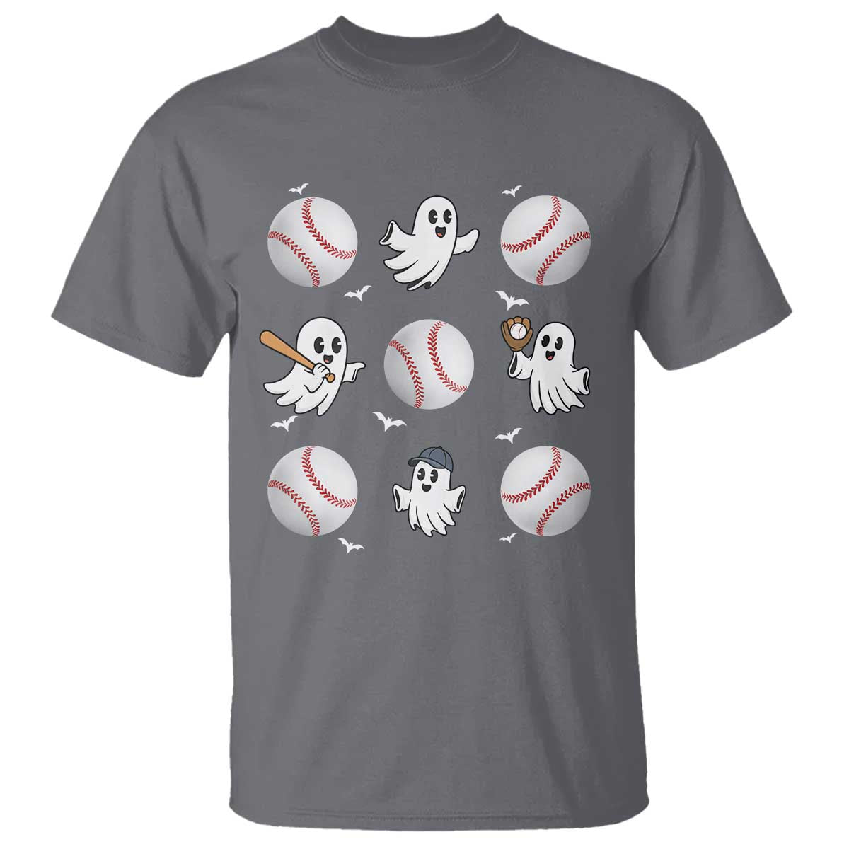 Halloween Baseball T Shirt Cute Ghost Playing Ball Gift - Wonder Print Shop