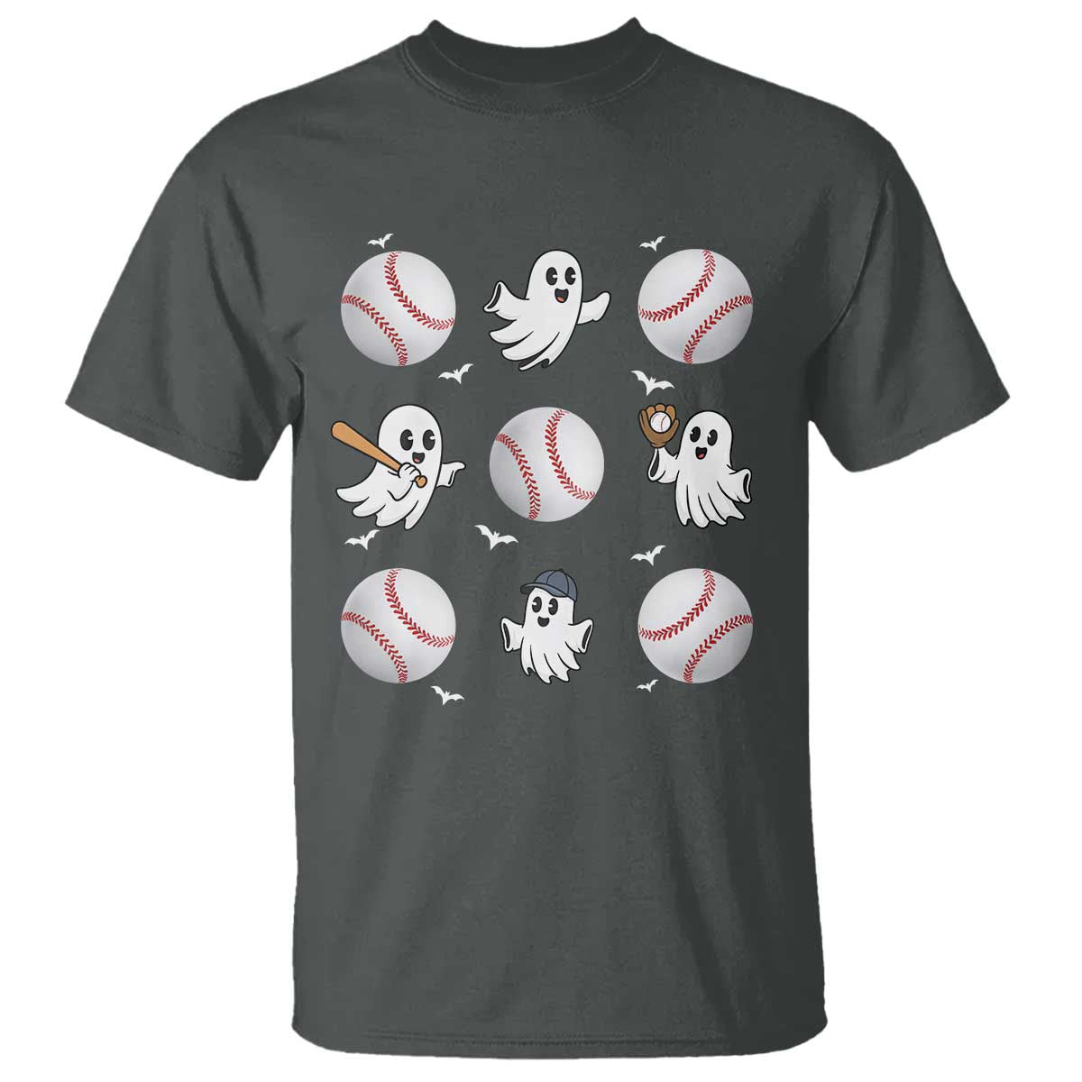 Halloween Baseball T Shirt Cute Ghost Playing Ball Gift - Wonder Print Shop