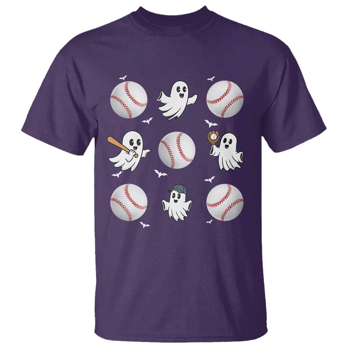 Halloween Baseball T Shirt Cute Ghost Playing Ball Gift - Wonder Print Shop