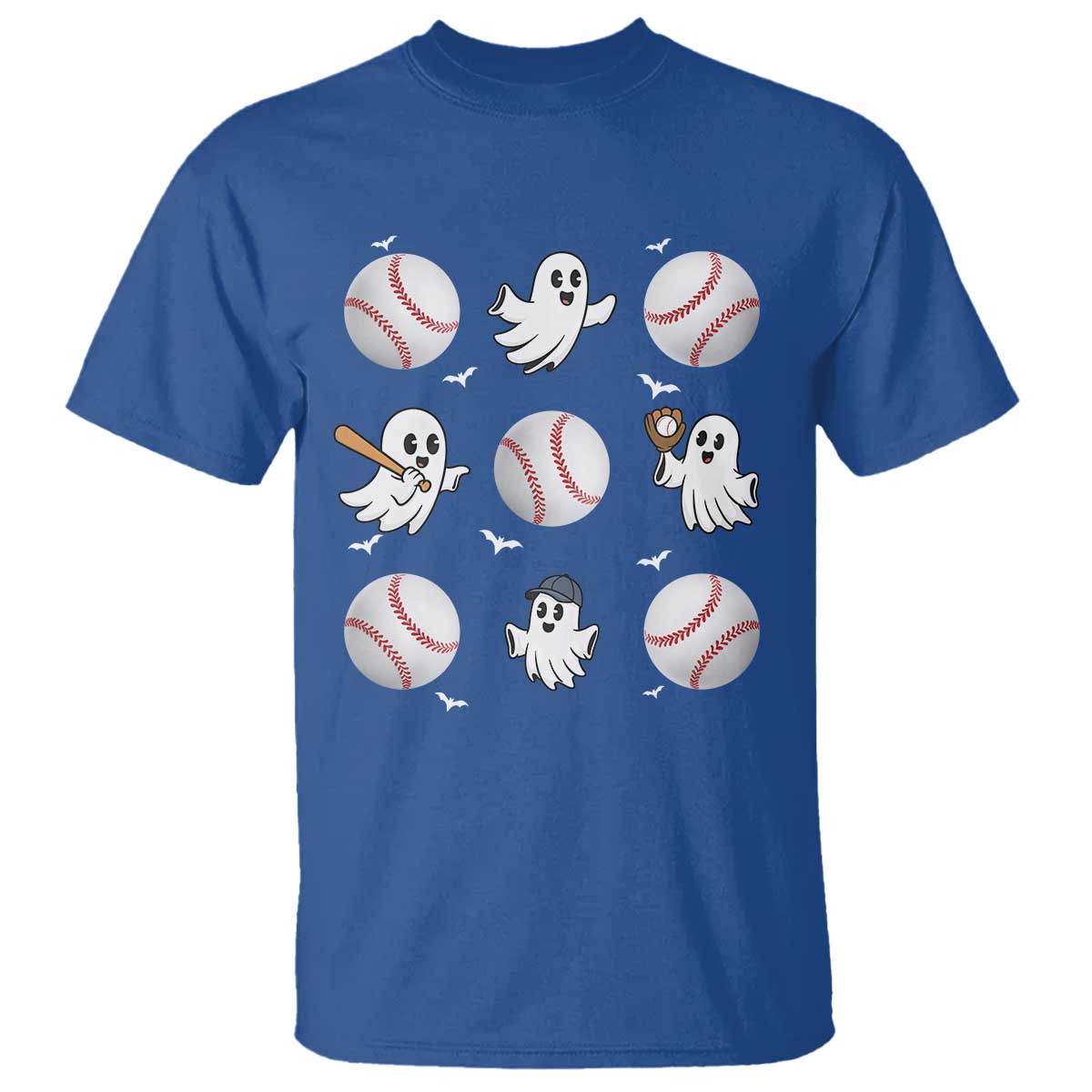 Halloween Baseball T Shirt Cute Ghost Playing Ball Gift - Wonder Print Shop