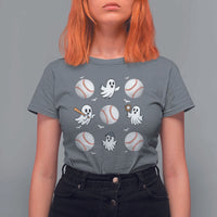 Halloween Baseball T Shirt For Women Cute Ghost Playing Ball Gift - Wonder Print Shop