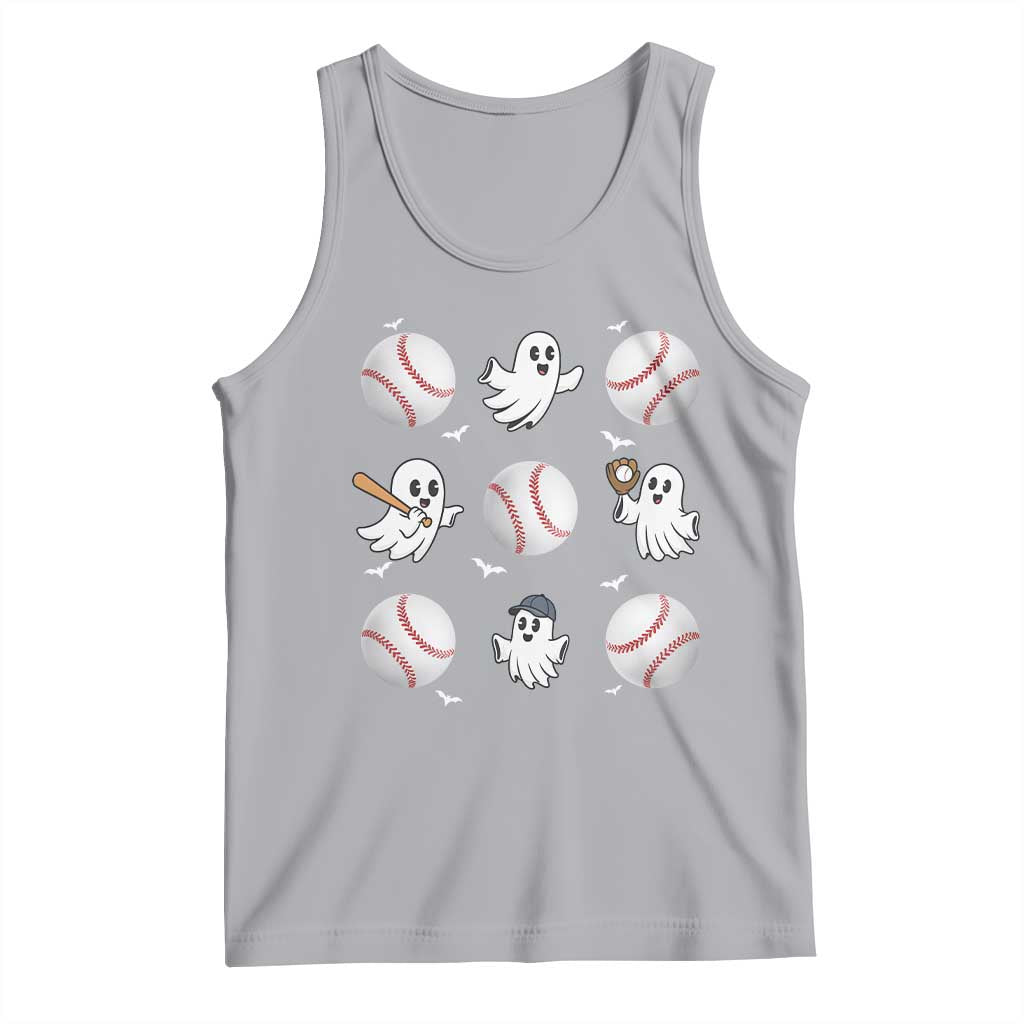 Halloween Baseball Tank Top Cute Ghost Playing Ball Gift - Wonder Print Shop