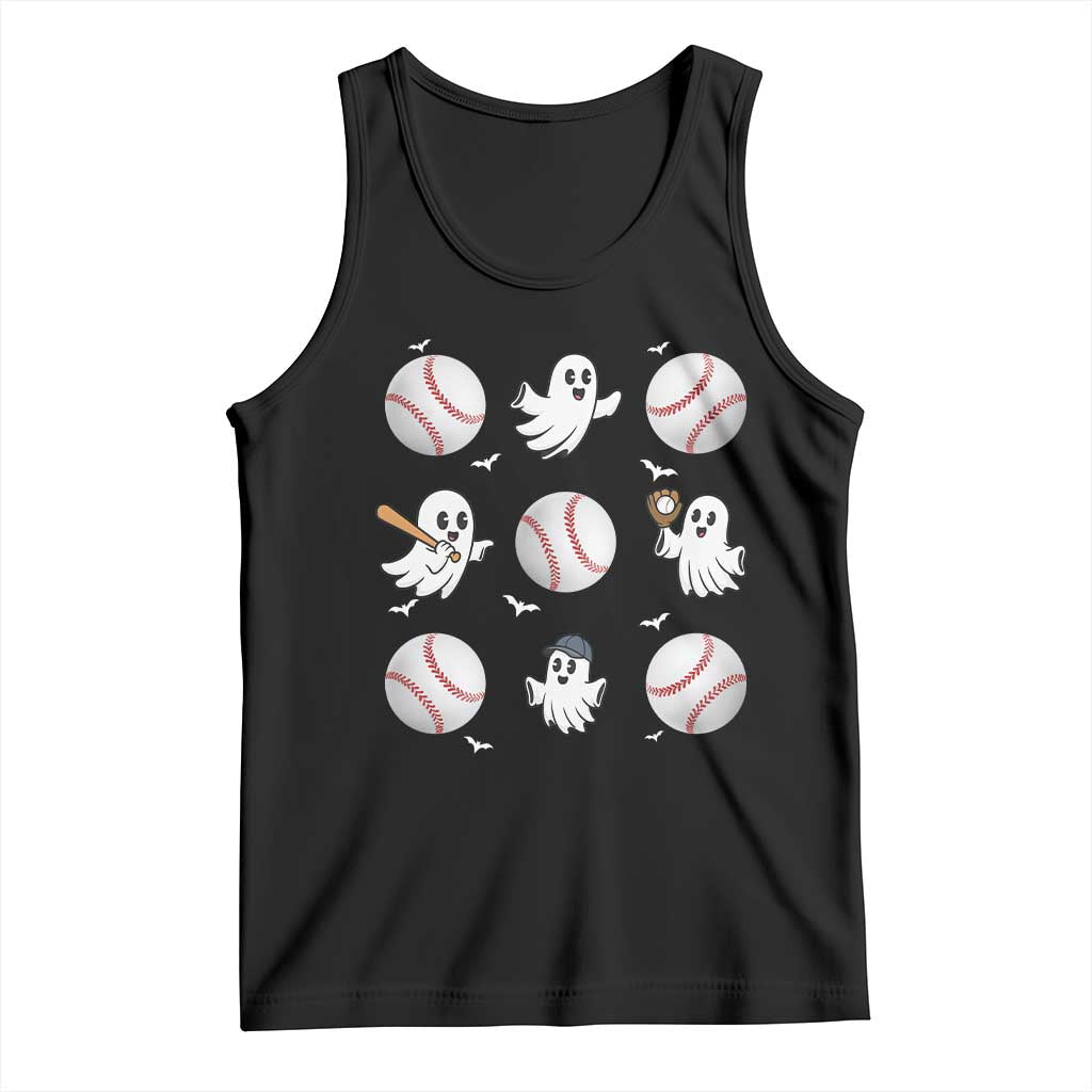 Halloween Baseball Tank Top Cute Ghost Playing Ball Gift - Wonder Print Shop