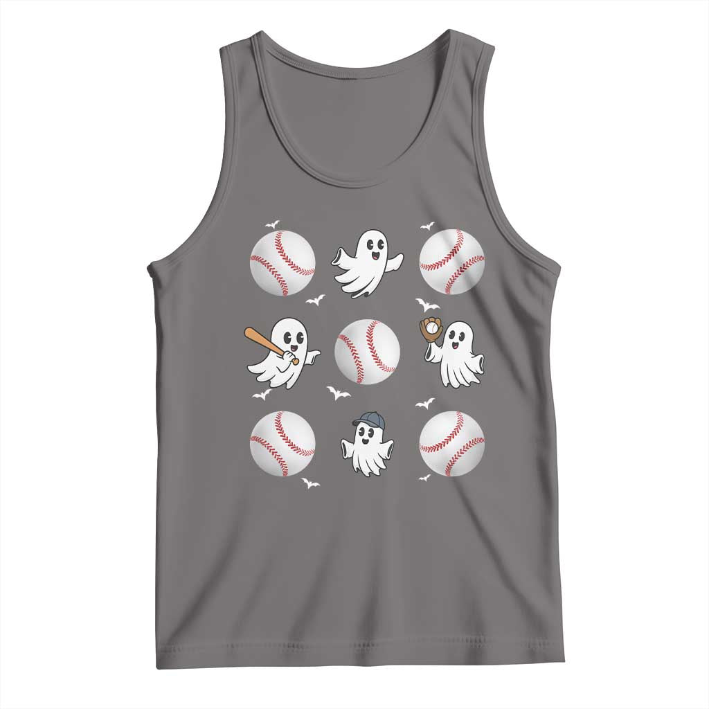Halloween Baseball Tank Top Cute Ghost Playing Ball Gift - Wonder Print Shop