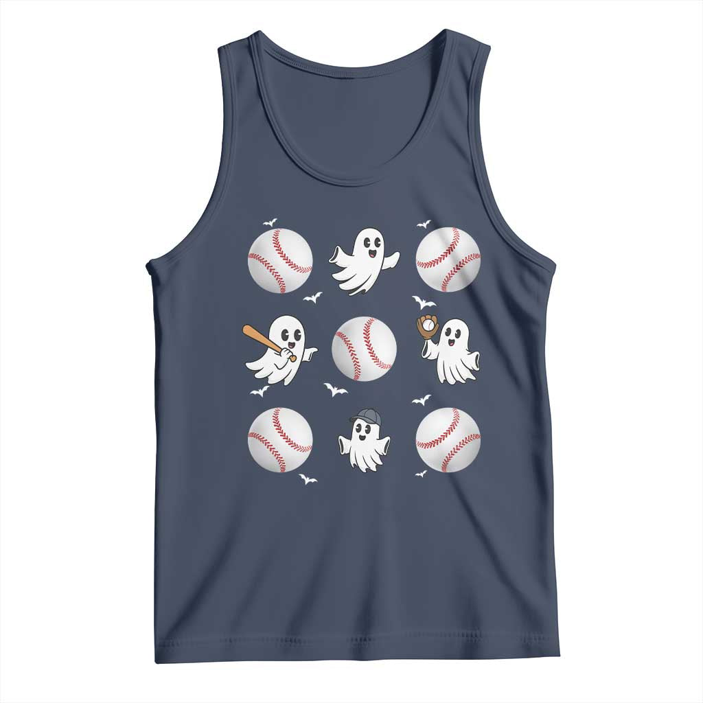 Halloween Baseball Tank Top Cute Ghost Playing Ball Gift - Wonder Print Shop