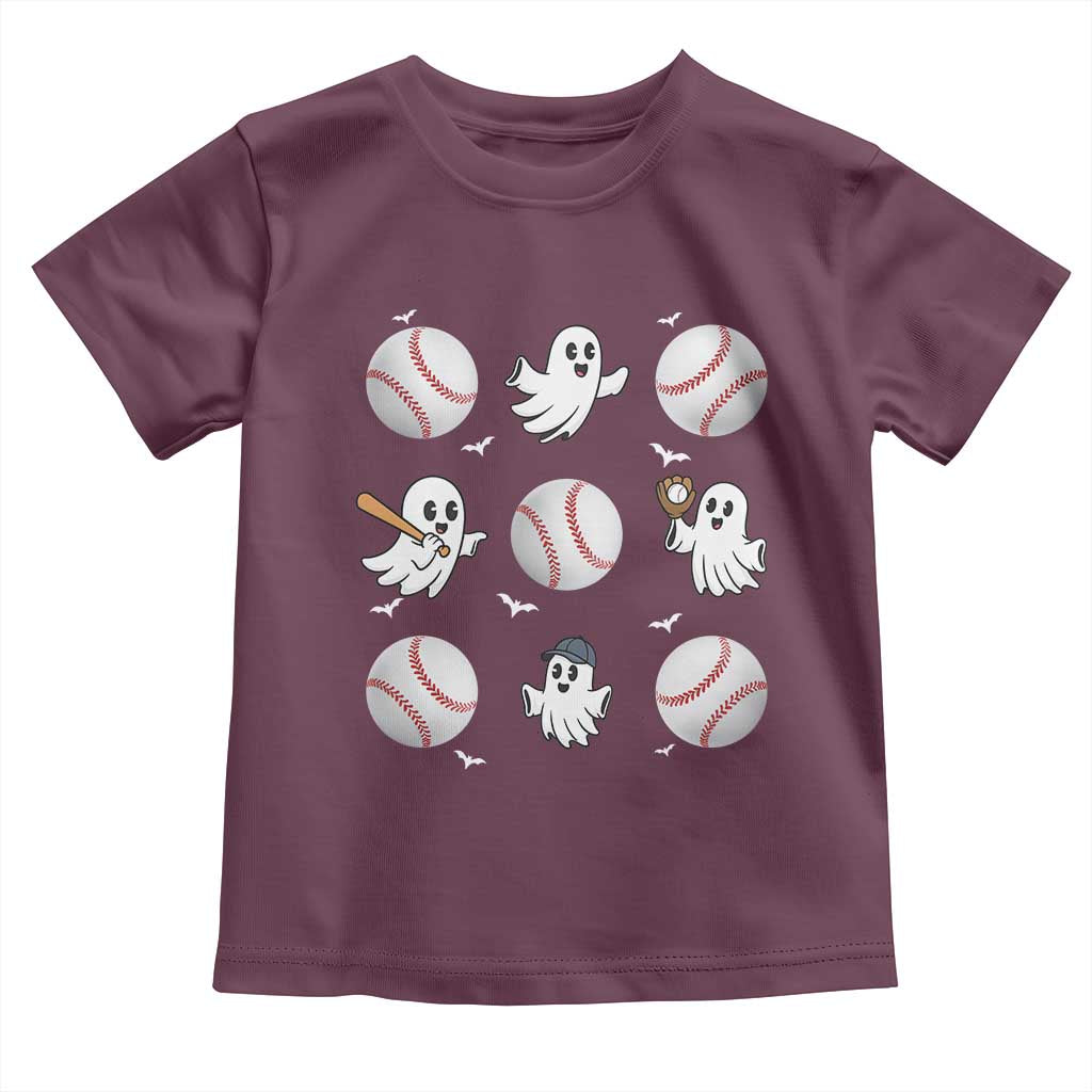 Halloween Baseball Toddler T Shirt Cute Ghost Playing Ball Gift - Wonder Print Shop