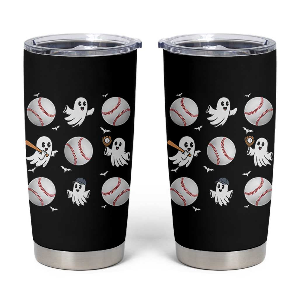 Halloween Baseball Tumbler Cup Cute Ghost Playing Ball Gift
