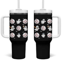 Halloween Baseball Tumbler With Handle Cute Ghost Playing Ball Gift