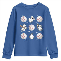 Halloween Baseball Youth Sweatshirt Cute Ghost Playing Ball Gift - Wonder Print Shop