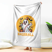 Funny Halloween Baseball Throw Blanket Cute Boo Playing Ball Gift - Wonder Print Shop