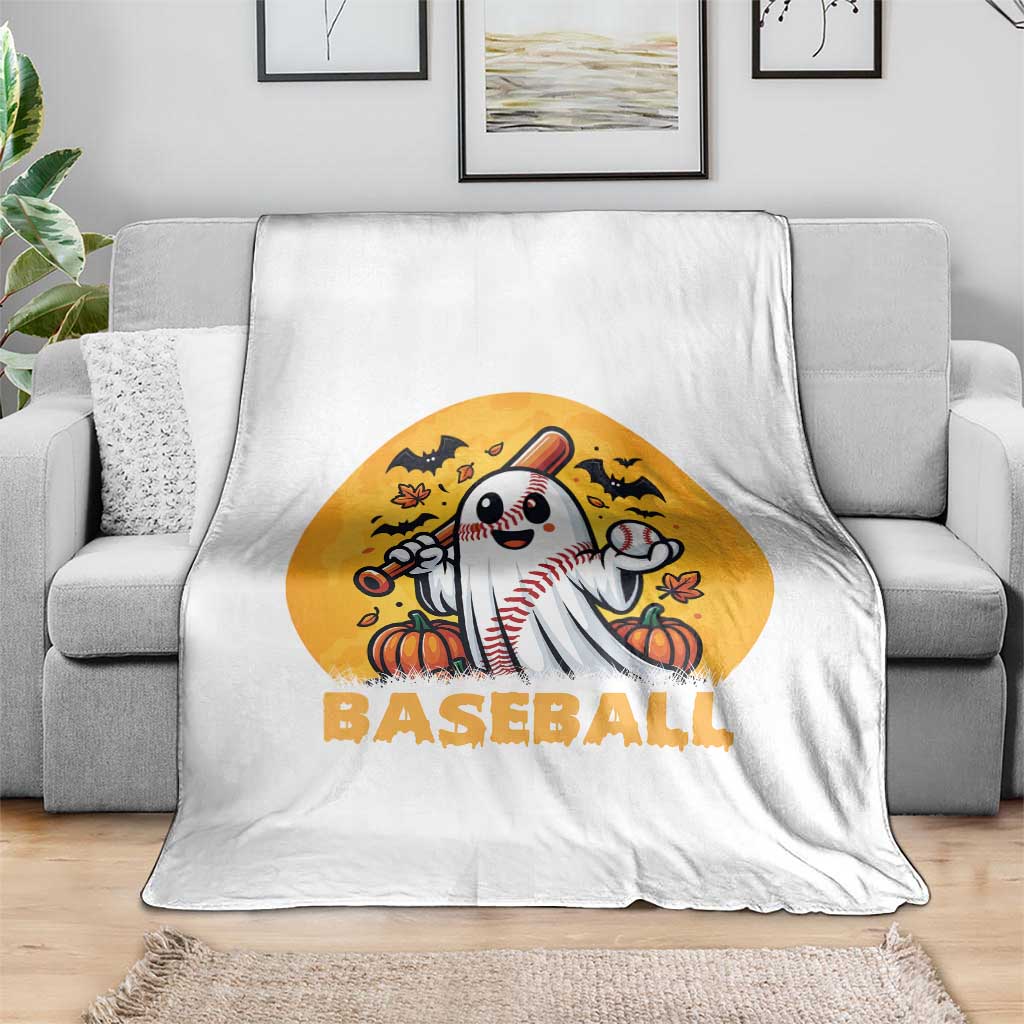 Funny Halloween Baseball Throw Blanket Cute Boo Playing Ball Gift - Wonder Print Shop