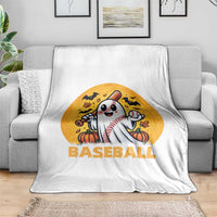Funny Halloween Baseball Throw Blanket Cute Boo Playing Ball Gift - Wonder Print Shop