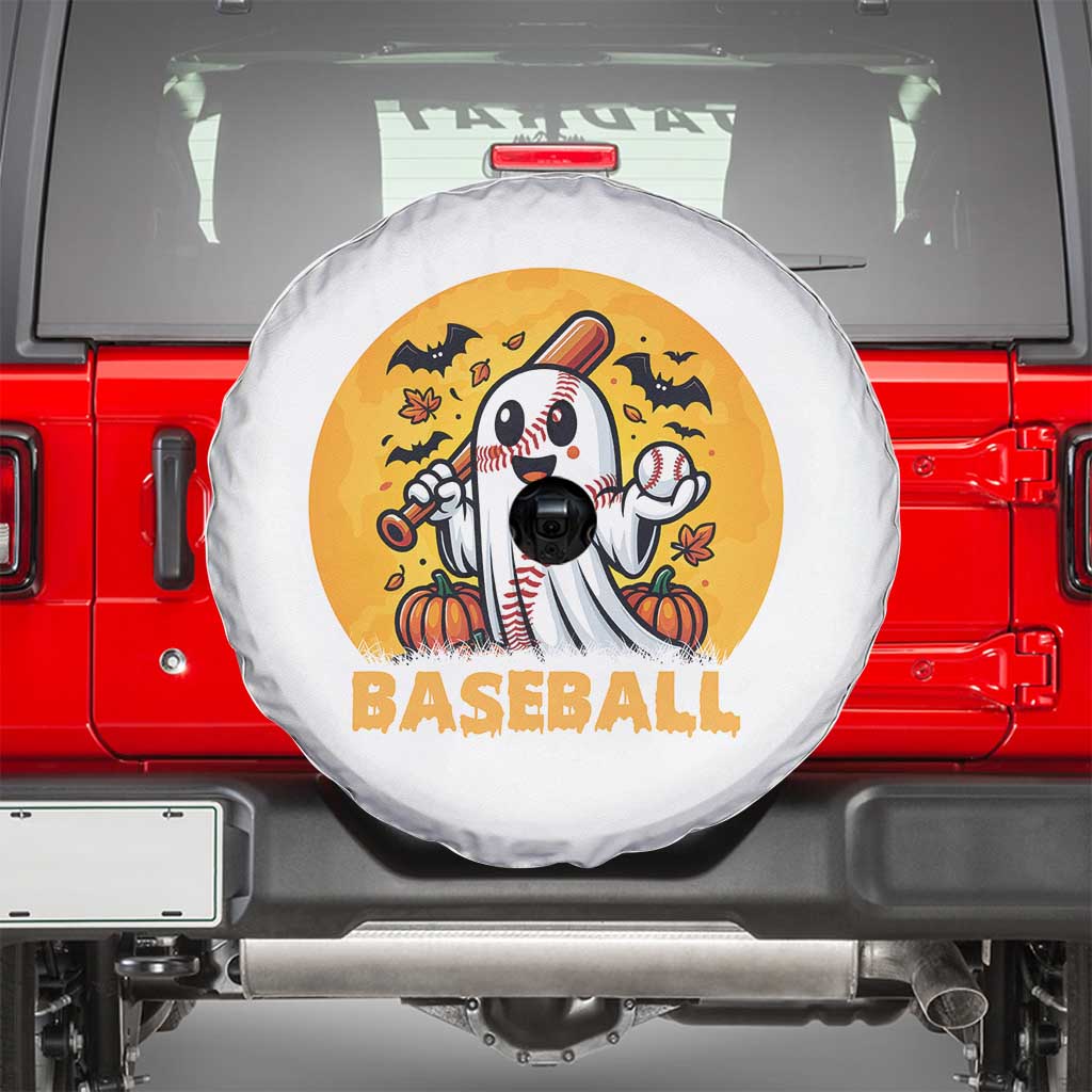 Funny Halloween Baseball Spare Tire Cover Cute Boo Playing Ball Gift - Wonder Print Shop