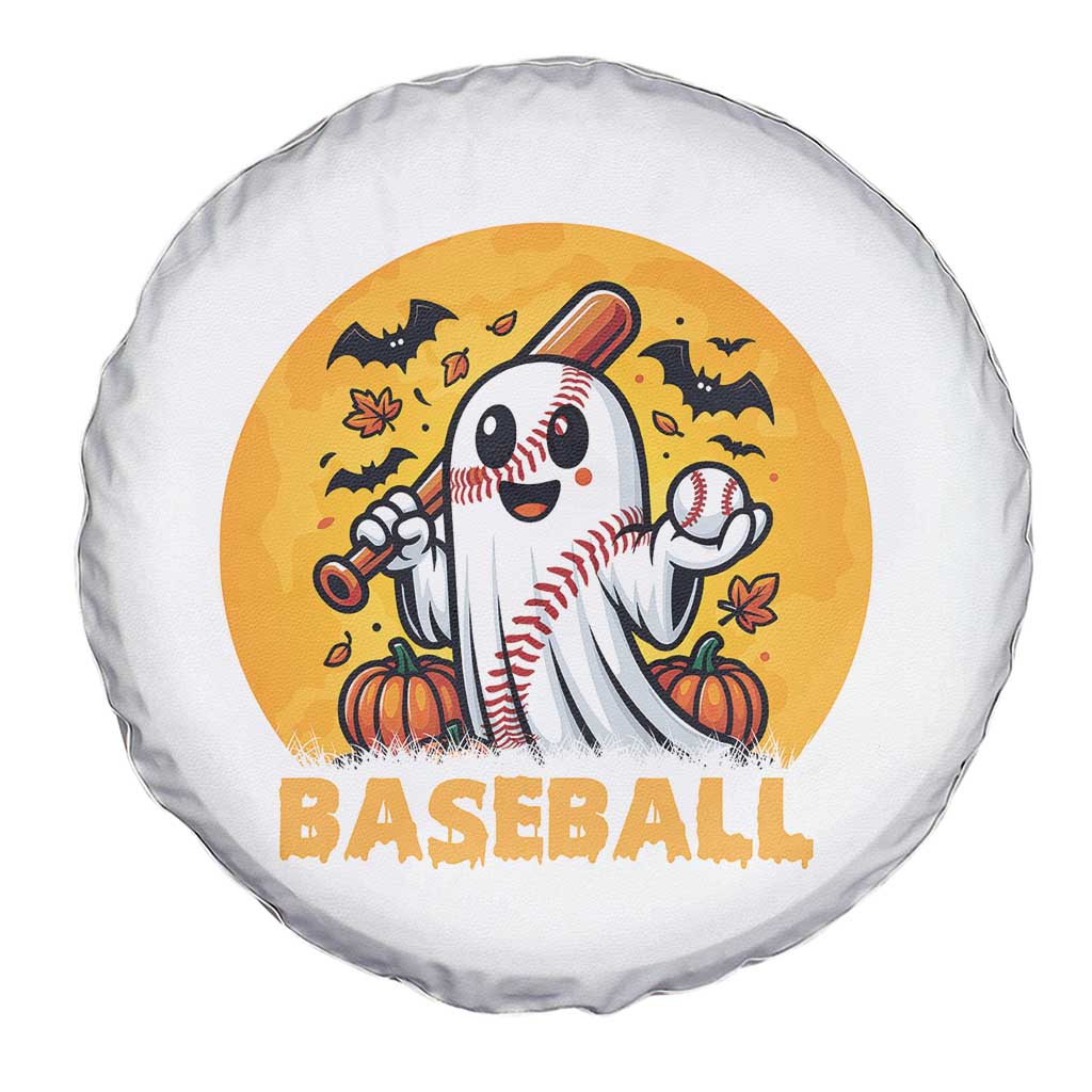 Funny Halloween Baseball Spare Tire Cover Cute Boo Playing Ball Gift - Wonder Print Shop