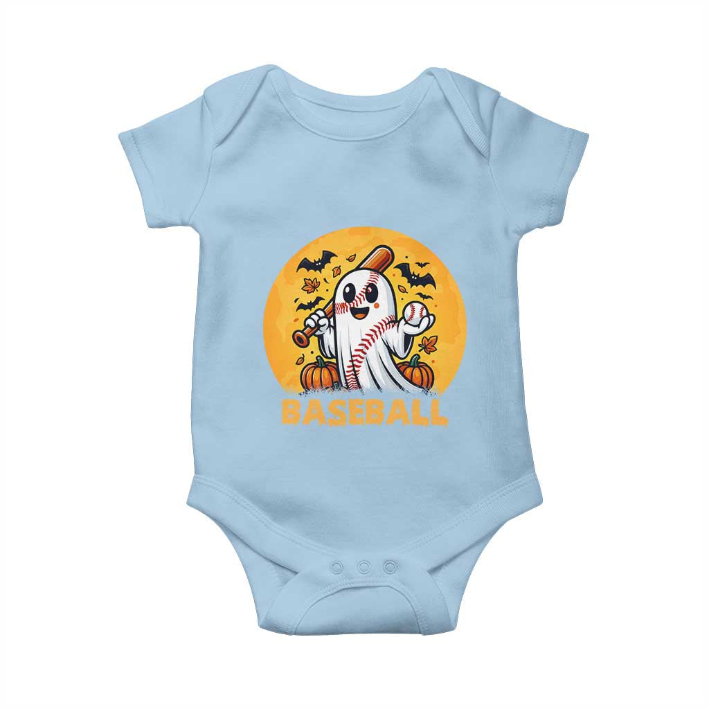 Funny Halloween Baseball Baby Onesie Cute Boo Playing Ball Gift - Wonder Print Shop