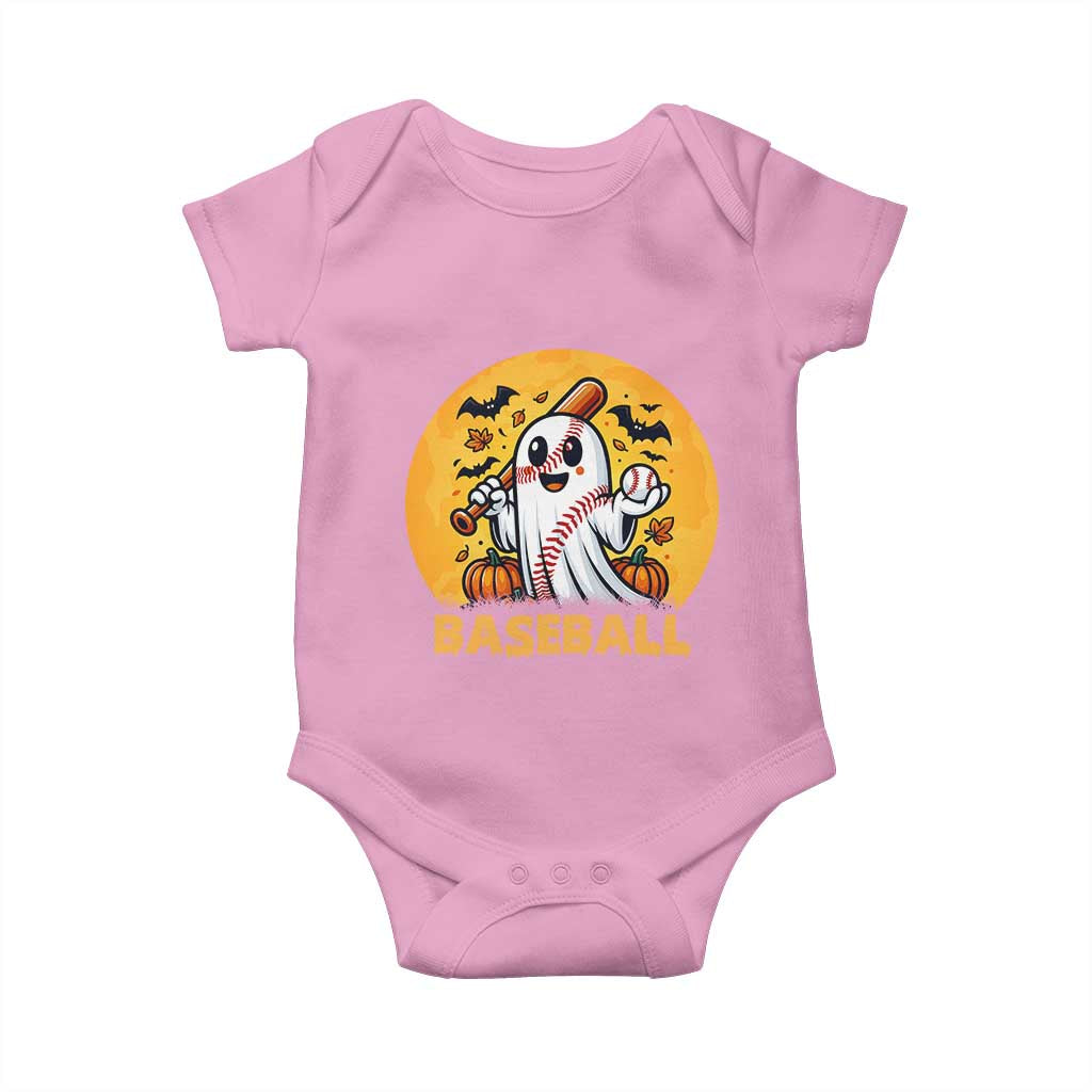 Funny Halloween Baseball Baby Onesie Cute Boo Playing Ball Gift - Wonder Print Shop