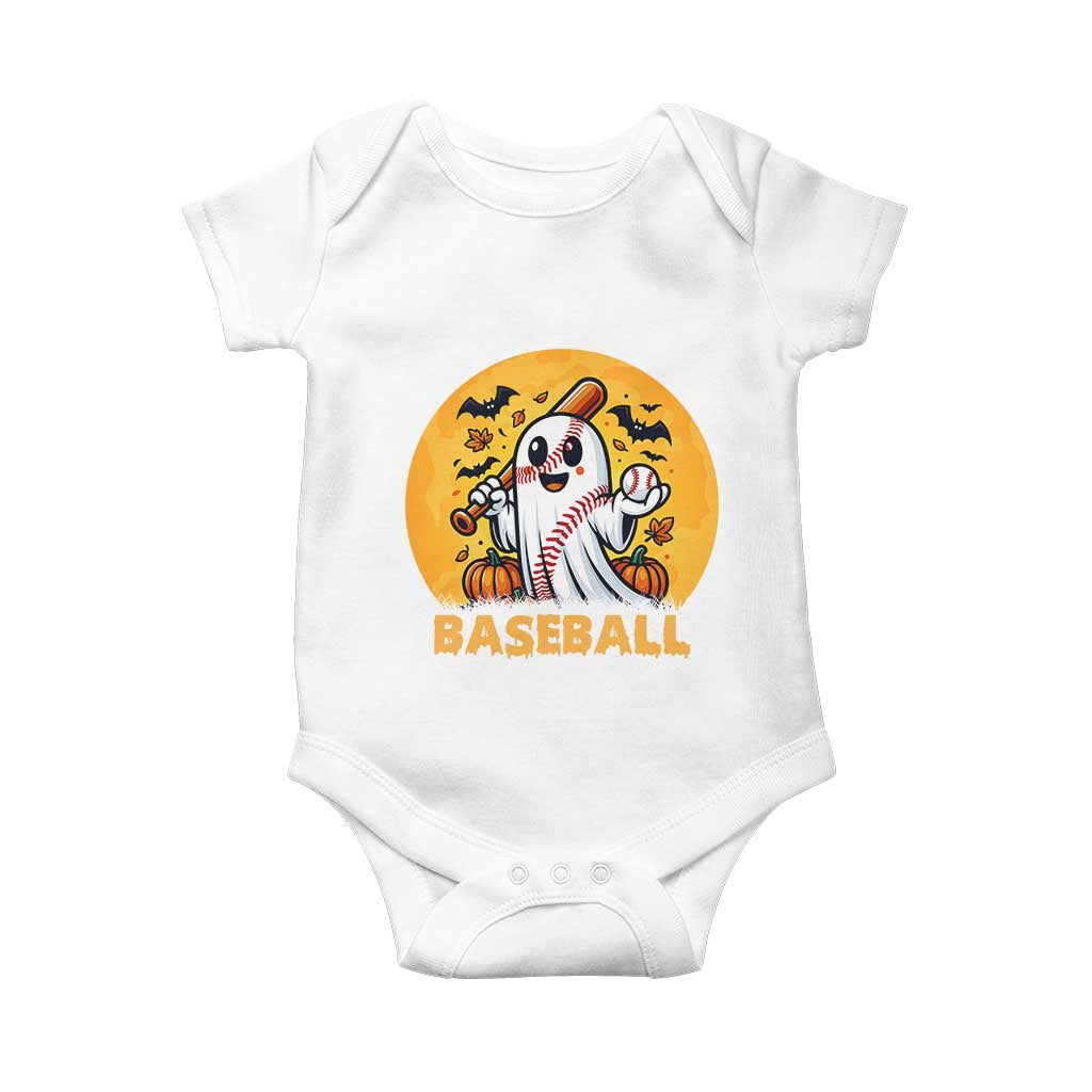 Funny Halloween Baseball Baby Onesie Cute Boo Playing Ball Gift - Wonder Print Shop