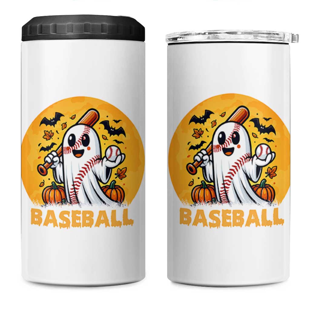 Funny Halloween Baseball 4 in 1 Can Cooler Tumbler Cute Boo Playing Ball Gift