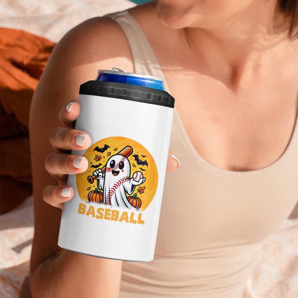 Funny Halloween Baseball 4 in 1 Can Cooler Tumbler Cute Boo Playing Ball Gift