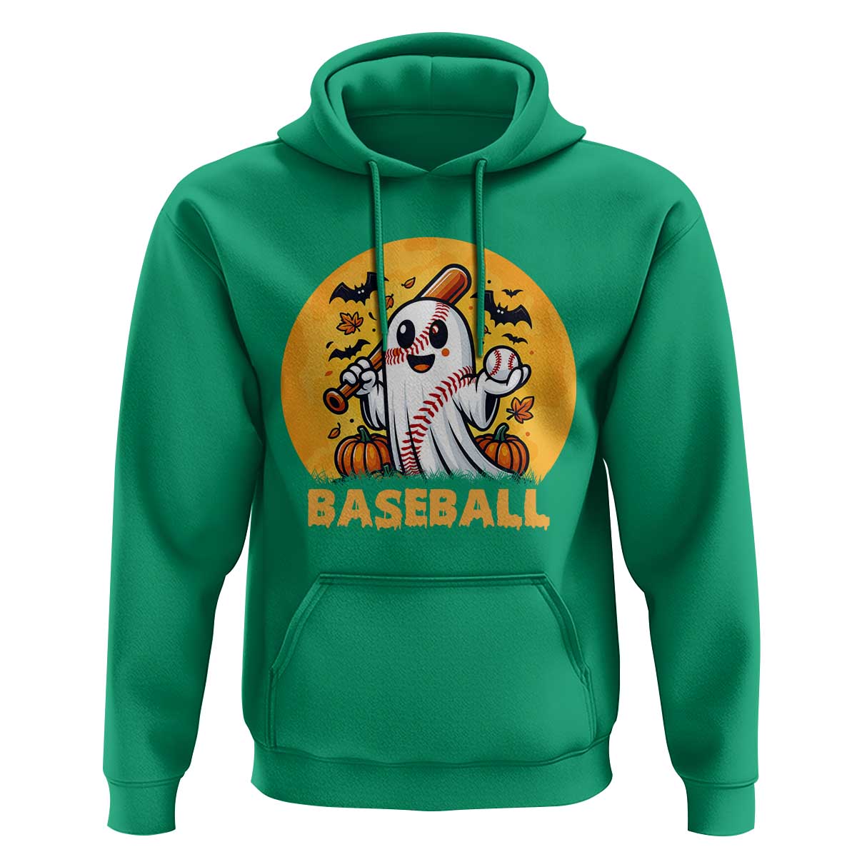 Funny Halloween Baseball Hoodie Cute Boo Playing Ball Gift - Wonder Print Shop