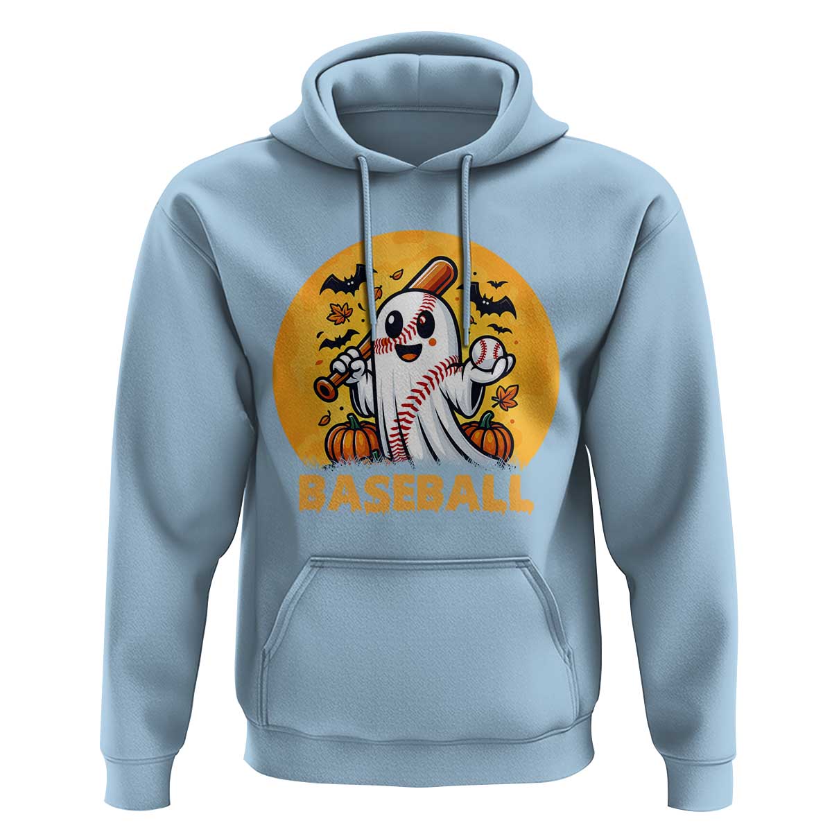 Funny Halloween Baseball Hoodie Cute Boo Playing Ball Gift - Wonder Print Shop