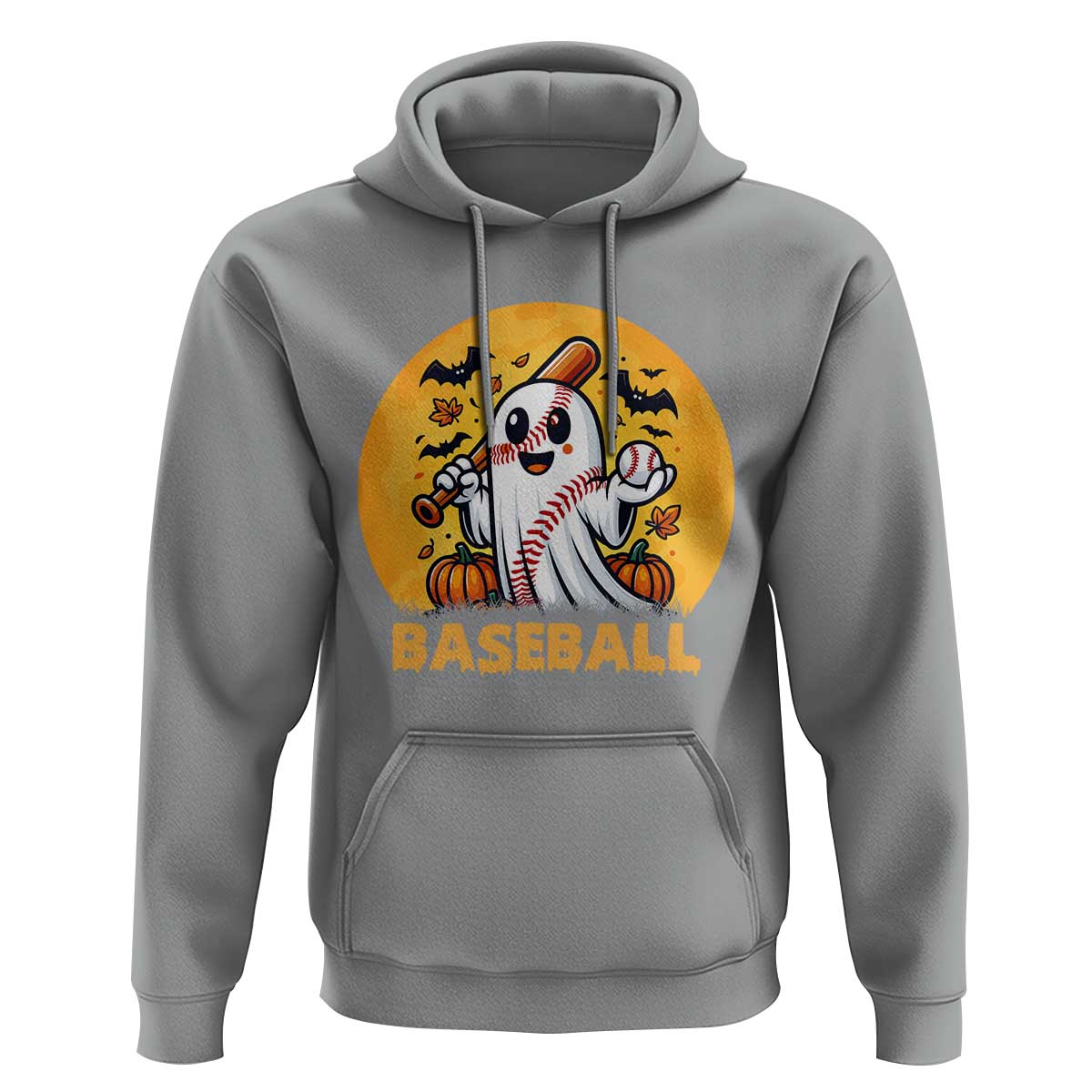 Funny Halloween Baseball Hoodie Cute Boo Playing Ball Gift - Wonder Print Shop