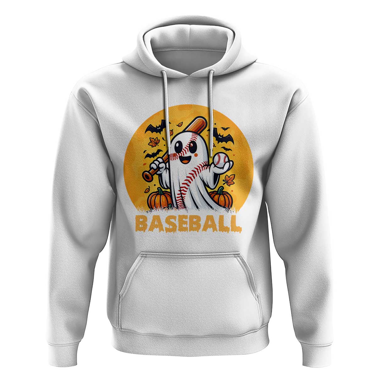 Funny Halloween Baseball Hoodie Cute Boo Playing Ball Gift - Wonder Print Shop