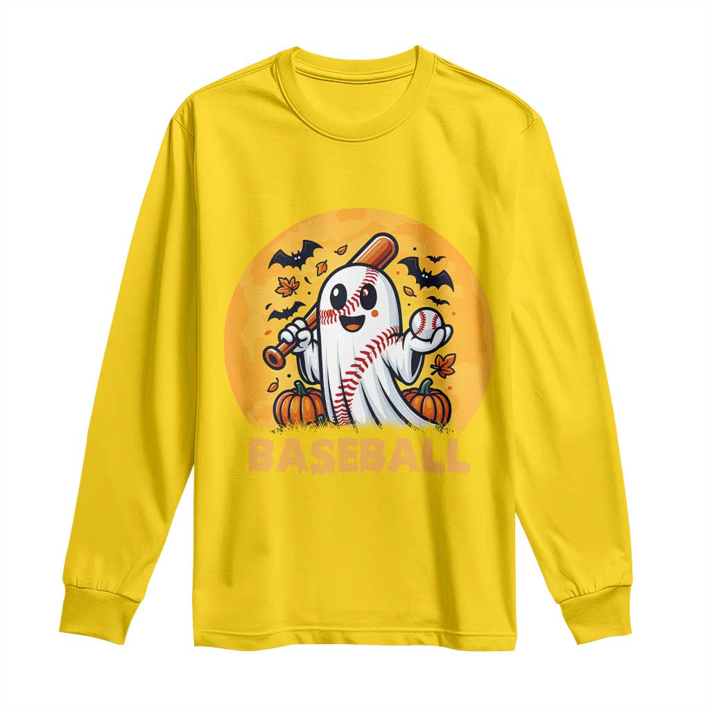 Funny Halloween Baseball Long Sleeve Shirt Cute Boo Playing Ball Gift - Wonder Print Shop