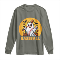 Funny Halloween Baseball Long Sleeve Shirt Cute Boo Playing Ball Gift - Wonder Print Shop