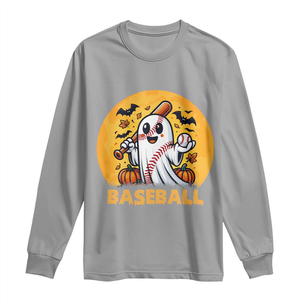 Funny Halloween Baseball Long Sleeve Shirt Cute Boo Playing Ball Gift - Wonder Print Shop