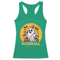 Funny Halloween Baseball Racerback Tank Top Cute Boo Playing Ball Gift - Wonder Print Shop