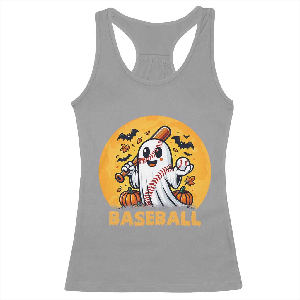 Funny Halloween Baseball Racerback Tank Top Cute Boo Playing Ball Gift - Wonder Print Shop