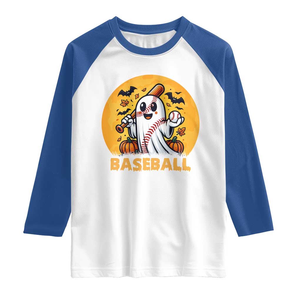Funny Halloween Baseball Raglan Shirt Cute Boo Playing Ball Gift - Wonder Print Shop