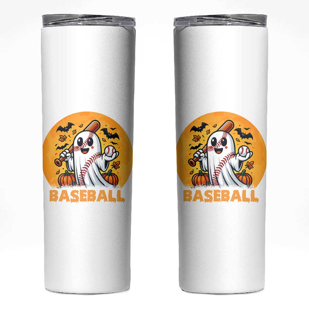Funny Halloween Baseball Skinny Tumbler Cute Boo Playing Ball Gift